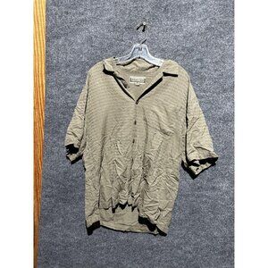 Jamaica Jaxx Shirt Mens Large Green 100% Silk Short Sleeve Button Up Casual